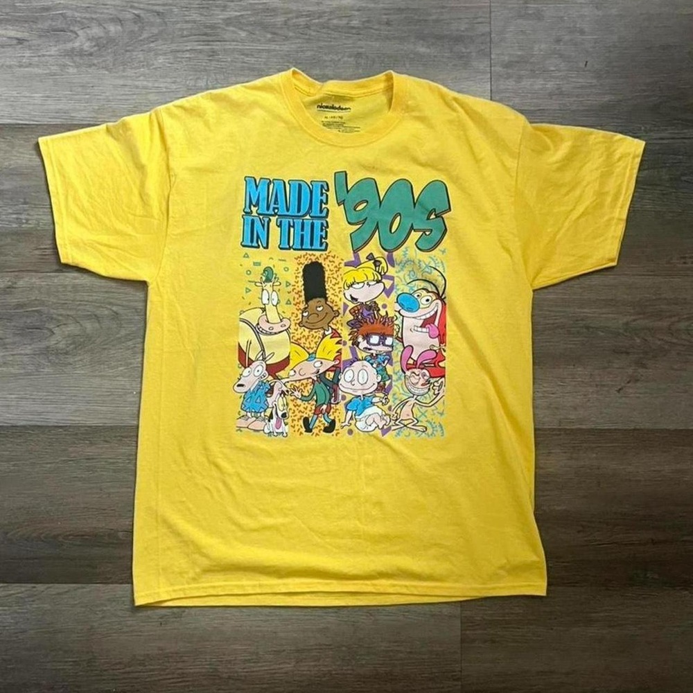 Rare Nickelodeon Made in the 90s vintage, y2k Graphic Tee Yellow XL Short Sleeve